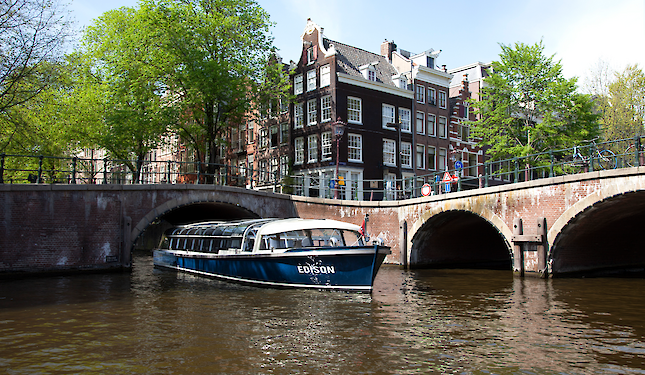 Blue boat City Canal Cruise